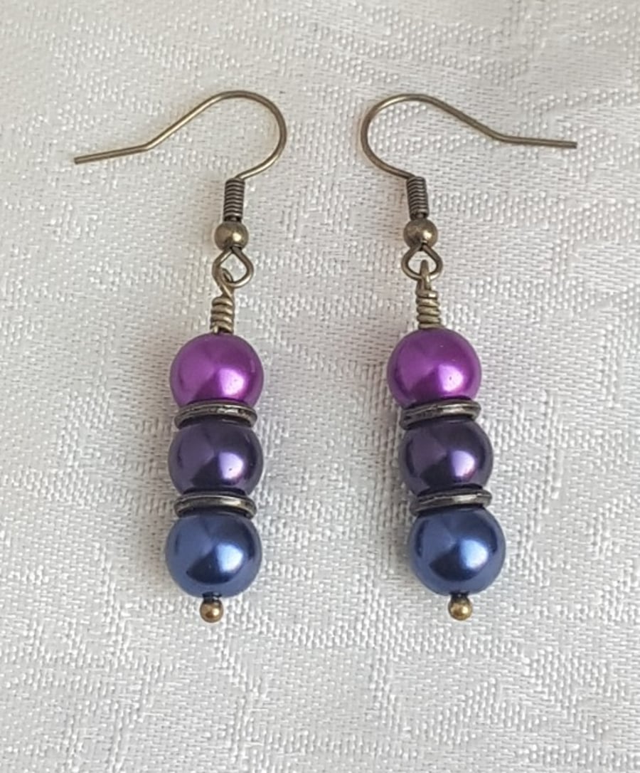 Gorgeous Peacock Purple Earrings - Dark tones