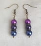 Gorgeous Peacock Purple Earrings - Dark tones - Image 1