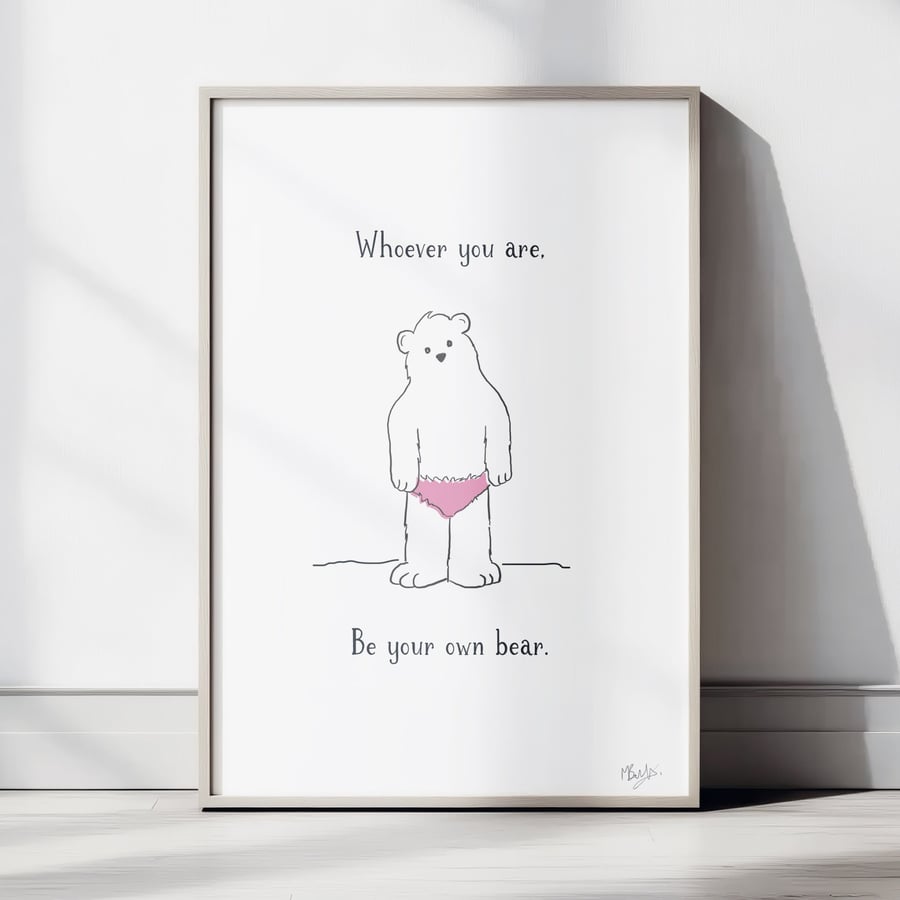 Be Your Own Bear - Children's Wall Art Print – Polar Bear Illustration