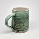 Large, Teal, Hand-Thrown Stoneware Mug 55