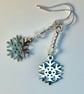 Snowflake Earrings With Sparkly Glass, Christmas Jewellery Gift, Stocking Filler - Image 4