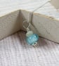 Blue Shimmer Glass Bead Pendant, Sterling Silver with Quartz - Chain is Optional - Image 6