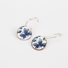 Blue and white floral earrings
