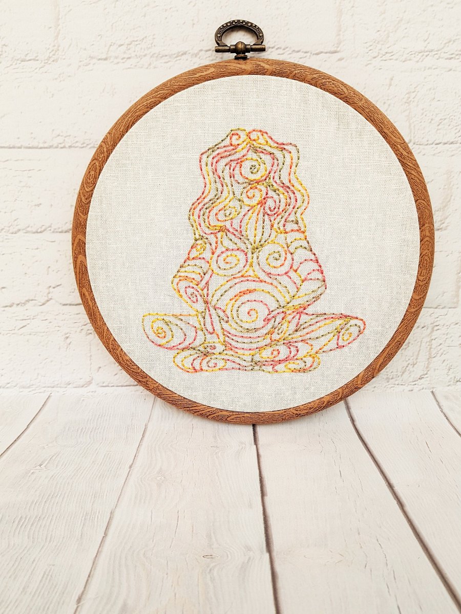 Goddess Hand Embroidery Hoop Art, Gaia Wall Art Decor, Goddess Gift for Her, Rai