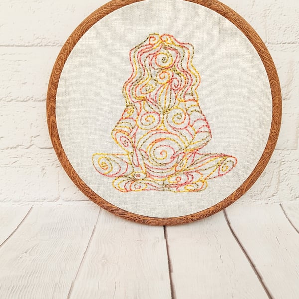 Goddess Hand Embroidery Hoop Art, Gaia Wall Art Decor, Goddess Gift for Her, Rai