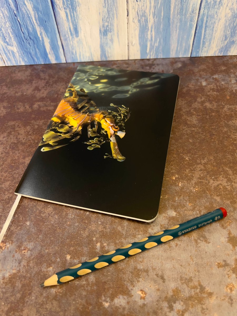 Notebook, Marine themed, A5 (ish), made from up-cycled and recycled materials.