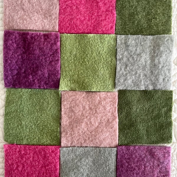 12 Dyed Vintage Wool Felt Pieces Squares