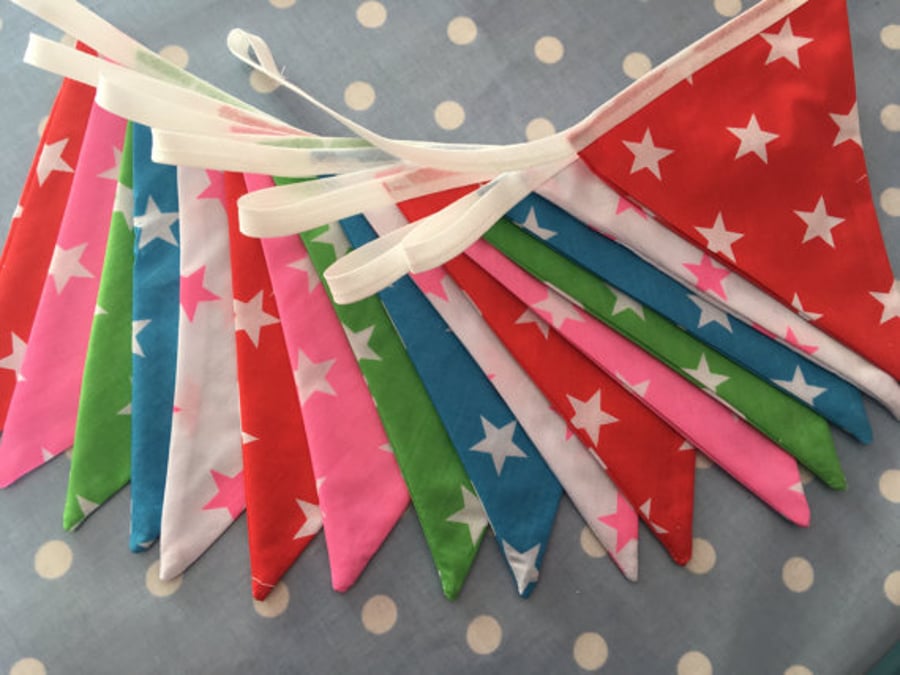 16 ft stars shabby chic, pastel coloured bunting, banner, wedding,party flags
