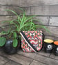 Upcycled Coffee Sack - Mini Shoulder Bag  - Orange and black geometric pattern