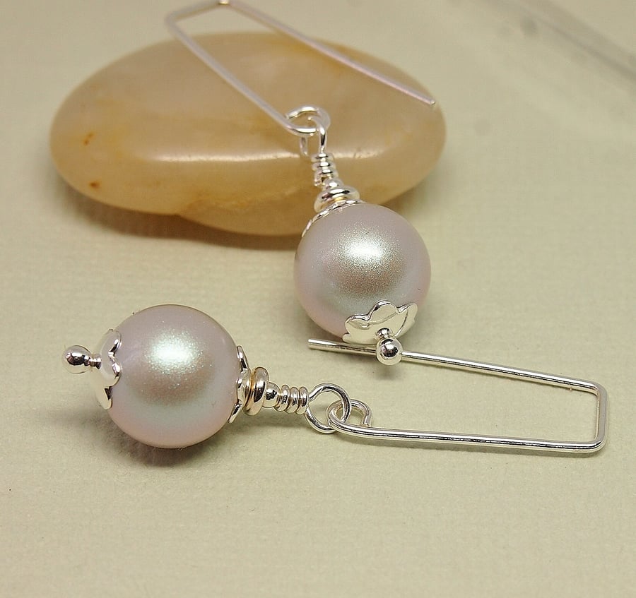 Silver Grey Pearl Earrings - Sterling Silver