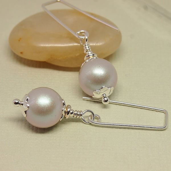 Silver Grey Pearl Earrings - Sterling Silver