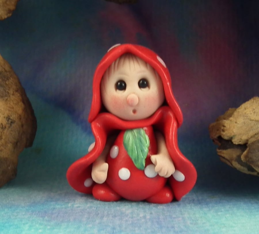Tiny Fly Agaric Toadstool Gnome 'Dally' 1.5" OOAK Sculpt by Ann Galvin