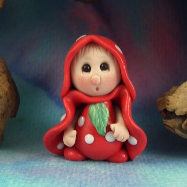 Tiny Fly Agaric Toadstool Gnome 'Dally' 1.5" OOAK Sculpt by Ann Galvin