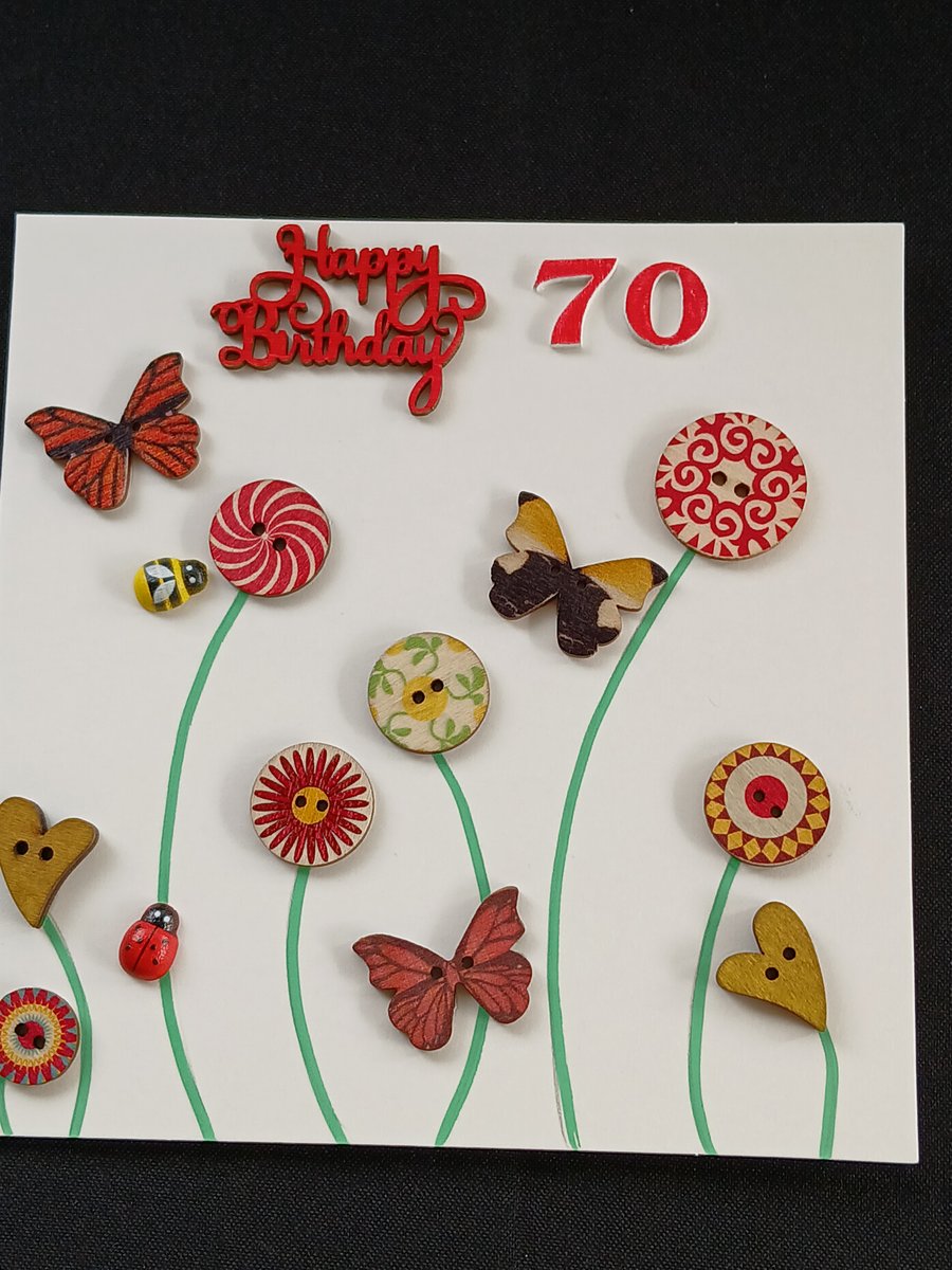 Handmade 70th birthday card 