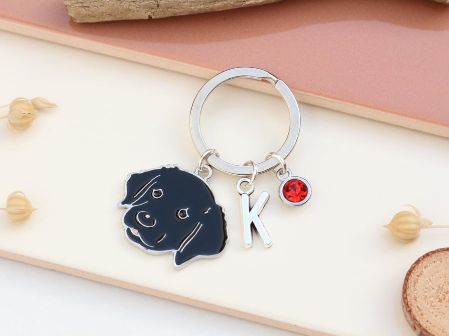 Personalised Black Labrador Retriever Keyring - Dog Lover Gift, Black Labs, 