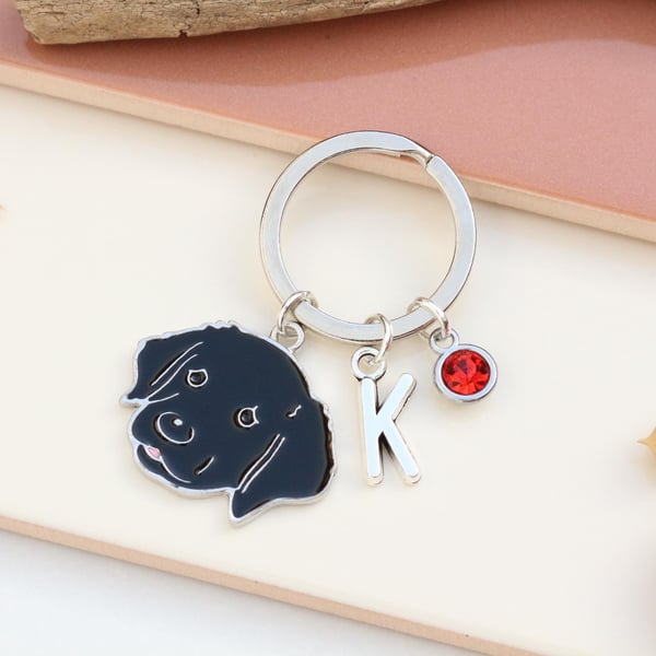 Personalised Black Labrador Retriever Keyring - Dog Lover Gift, Black Labs, 