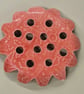 Ceramic christmas print flower frog, red