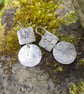 Sterling silver geometric dangly earrings with textures