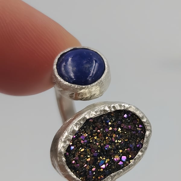 Rainbow and Lapis Toi et Moi Ring