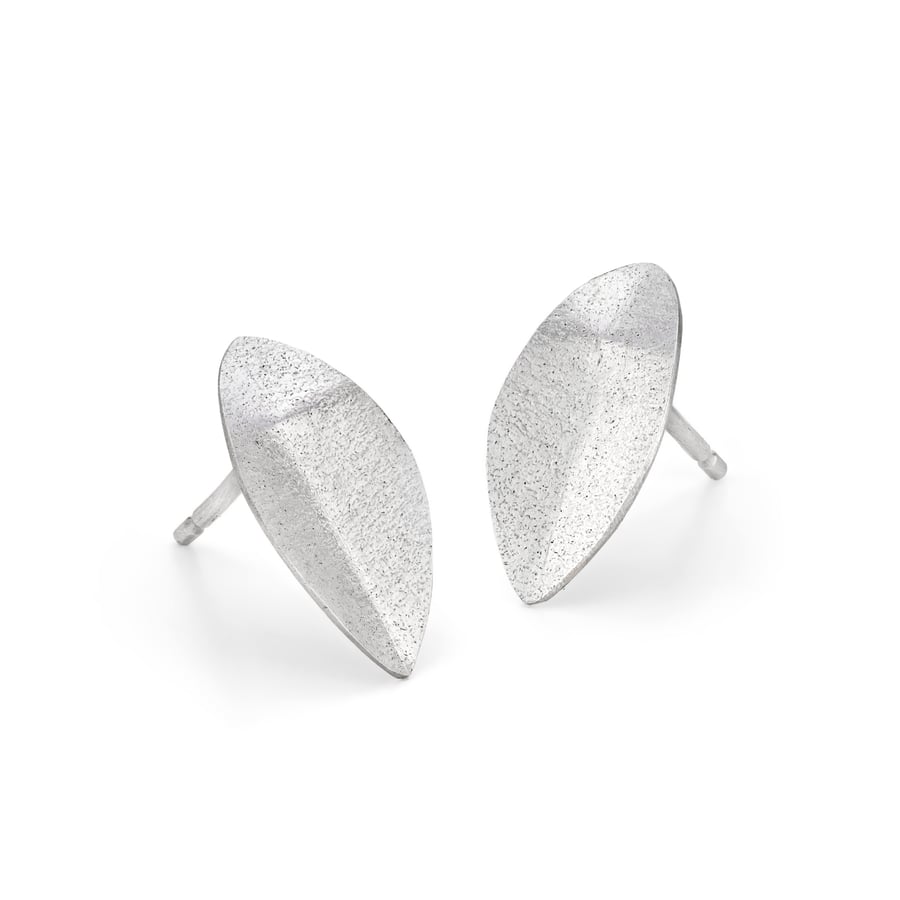 Hoja by Fedha - textured, shaped, sterling silver leaf earrings