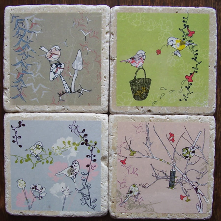 natural stone decorated coasters