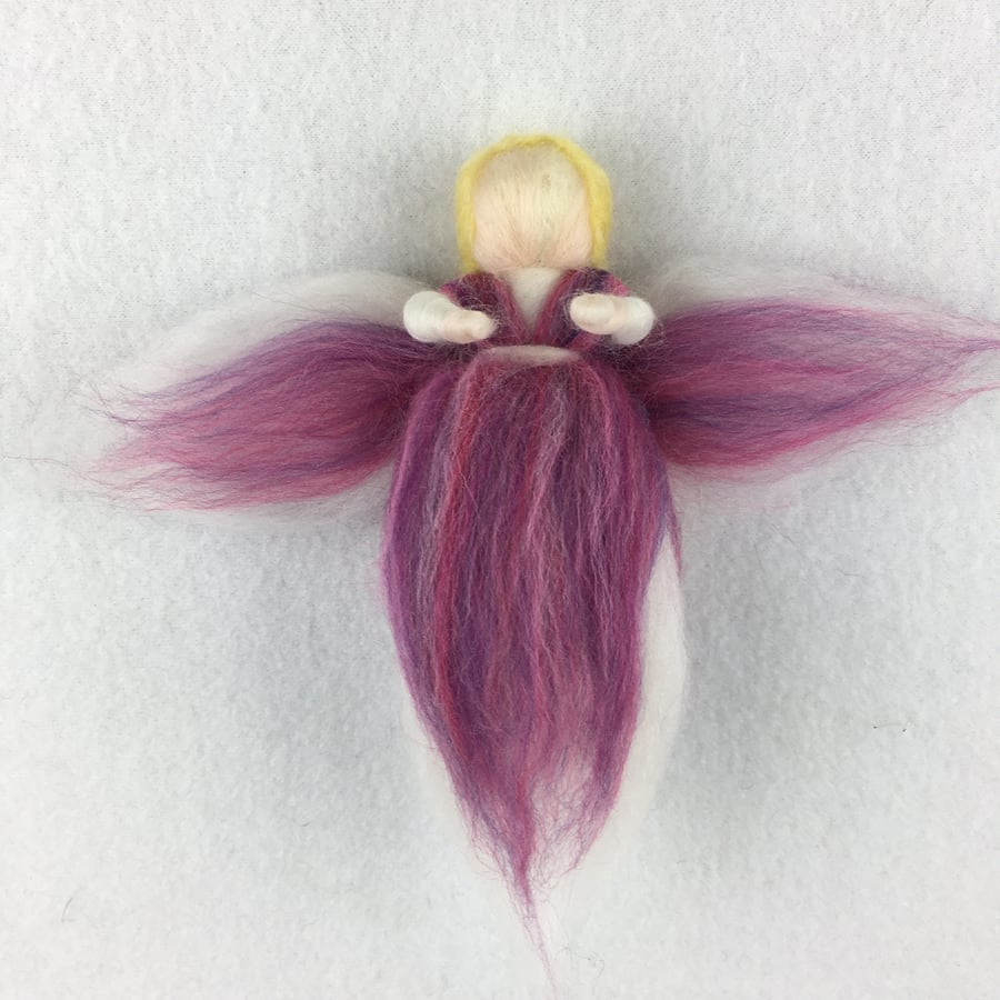 Woollen fairy or angel in pink and lilac shades of merino wool SALE
