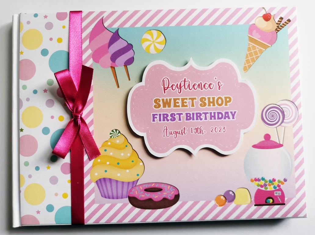 Sweets and Candy Birthday Guest book, Candy shop Guest Book