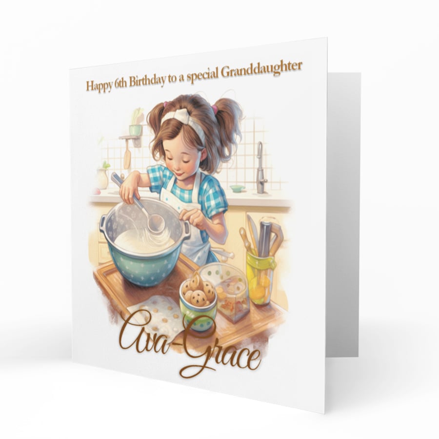 Personalised Birthday Card, Female, Baking, Granddaughter C227