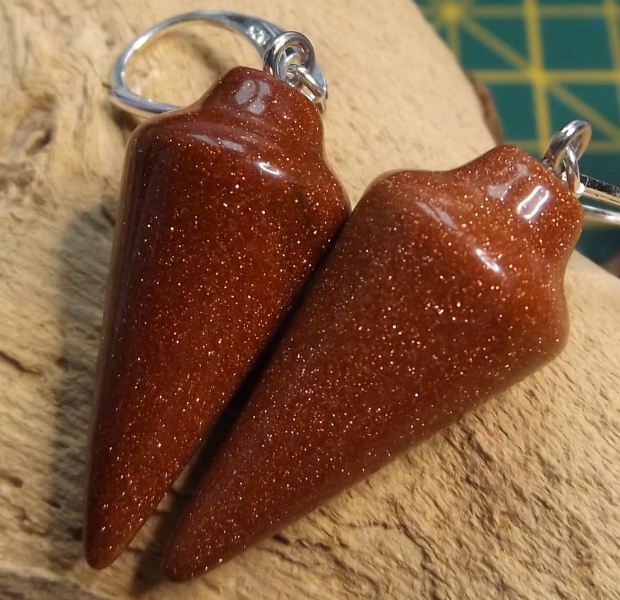 Sterling silver gold sandstone earrings