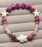 Handmade Sea Sediment Jasper & Rose Quartz Turtle Bracelet Coastal Beach 