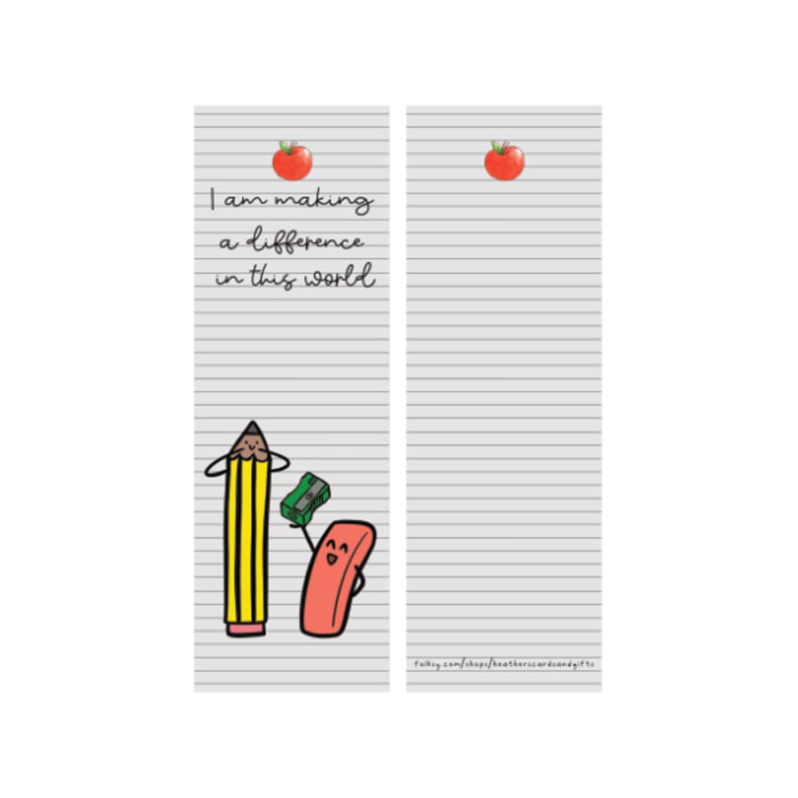 Teacher School Nursery Bookmark for Teacher Thank You Bookmark Gift