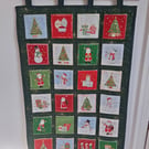 Handmade large pockets green fabric Advent Calendar