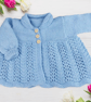 Baby boys Cardigan, Hand Knitted, Light Blue, Collared Sweater, Baby Shower  - Image 2