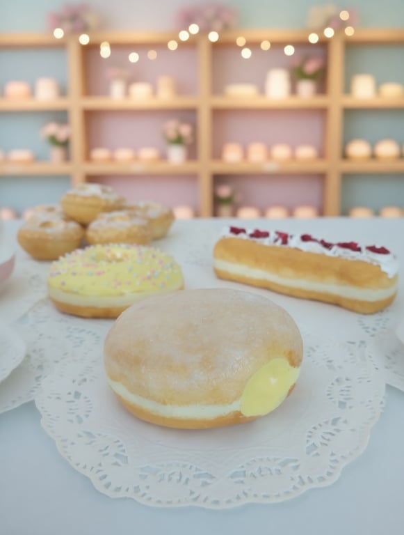 Realistic Custard Filled Doughnut – Faux Dessert Display Decor