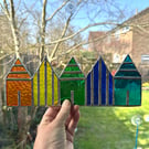 Stained Glass Suncatcher Beach Huts - Handmade Decoration - Multi