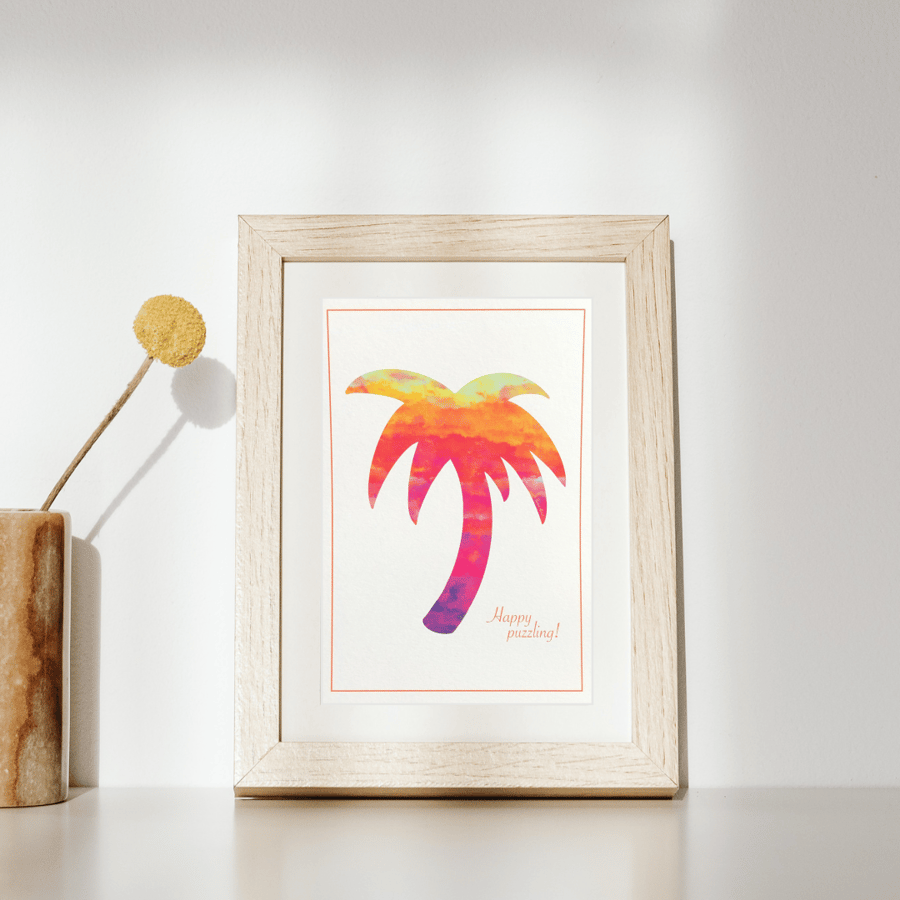 Palm Tree Happy Puzzling A4 Art Print