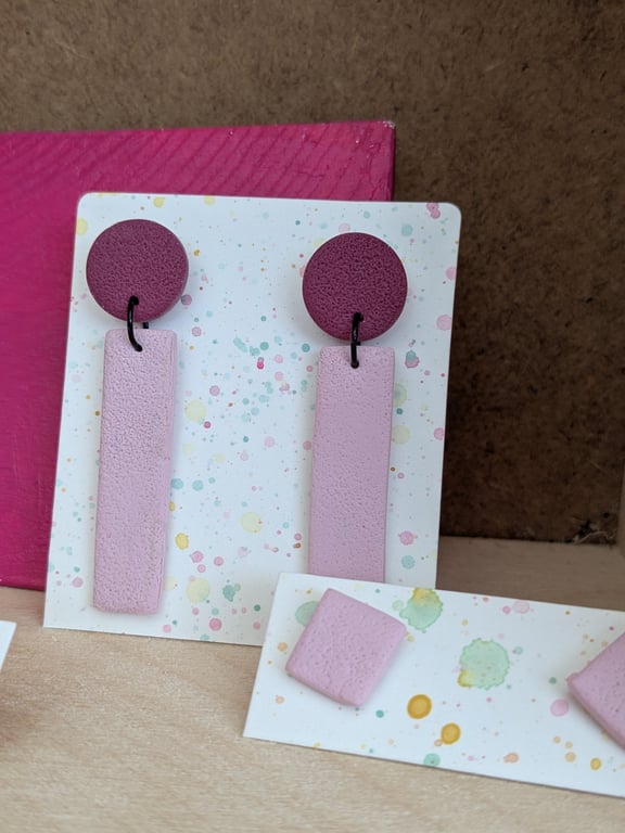 Handmade, colour-block statement earrings - various colours