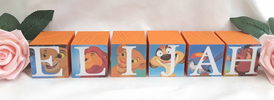 2 block Sizes, Lion King Inspired Blocks, Handpainted Baby Blocks, New Baby Gift