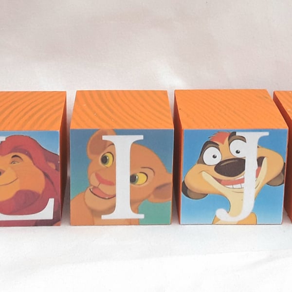 2 block Sizes, Lion King Inspired Blocks, Handpainted Baby Blocks, New Baby Gift
