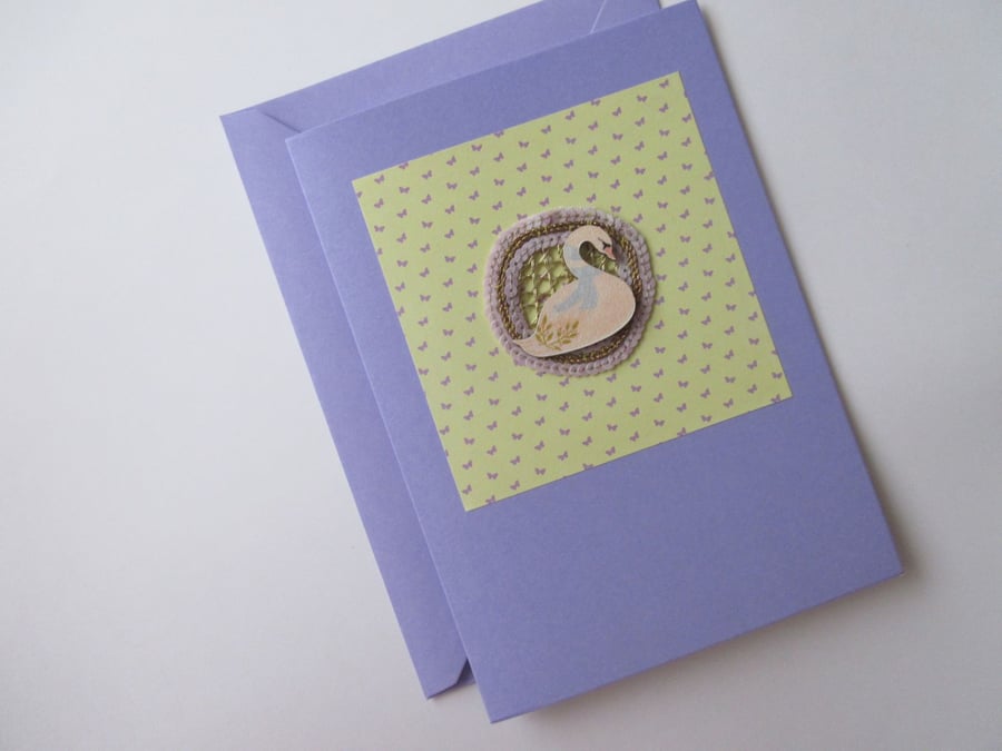 Swan Blank Greetings Card suitable for Happy Birthday Thank You etc