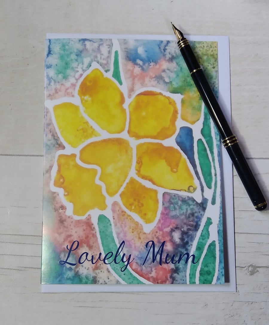 Daffodil Mother's Day card, Mum Birthday card, Daffodil card, Flower card, Flora