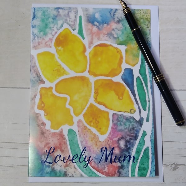 Daffodil Mother's Day card, Mum Birthday card, Daffodil card, Flower card, Flora