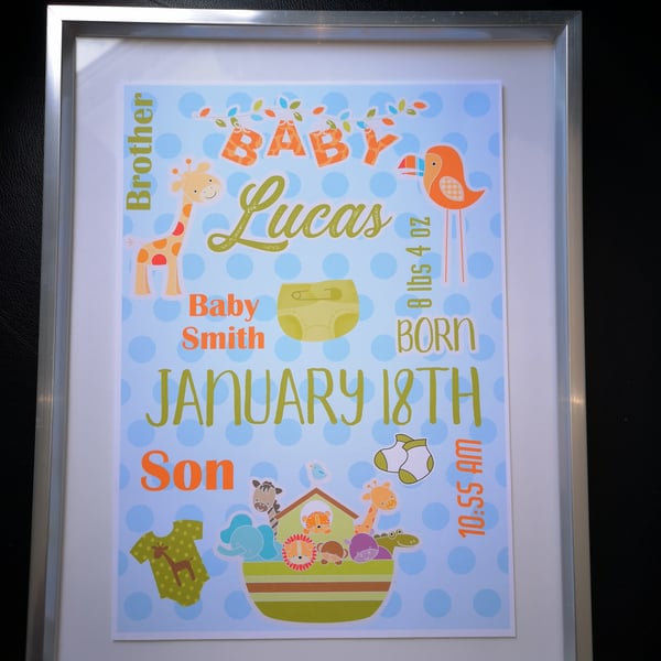 Baby Boy Personalised Print - ark