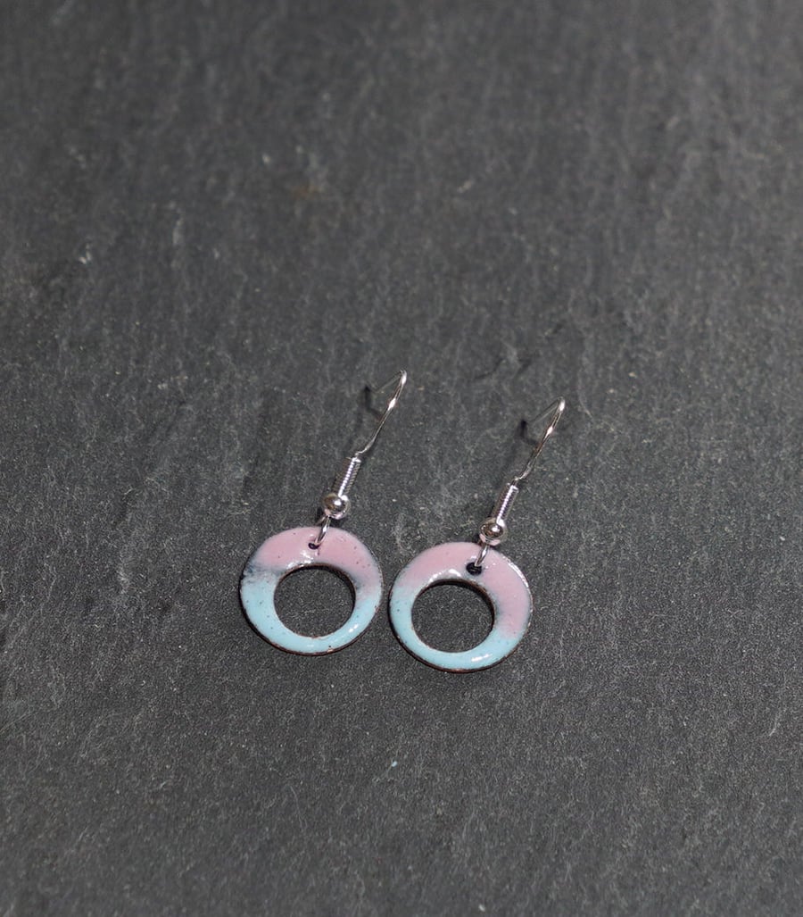 pierced circular enamelled earrings