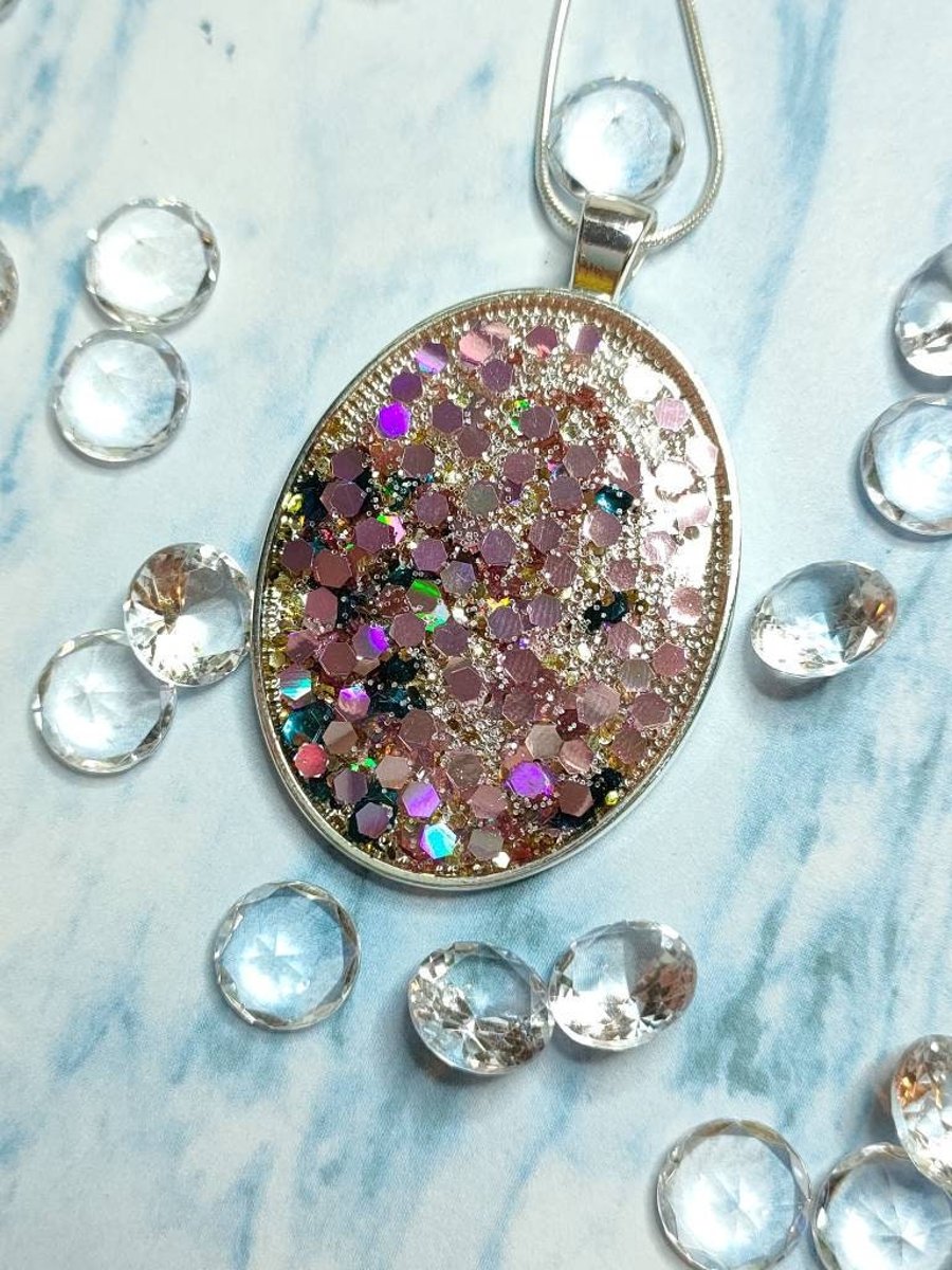 Pretty Pink Glitter Pendant