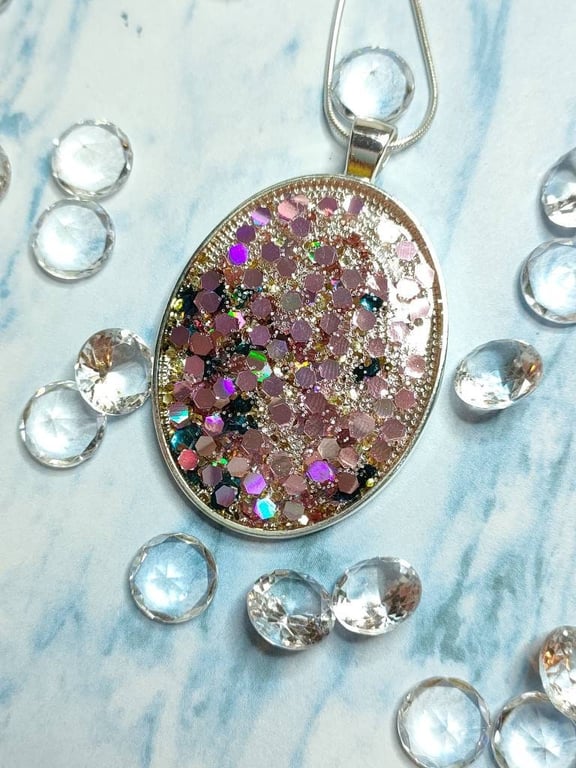 Pretty Pink Glitter Pendant