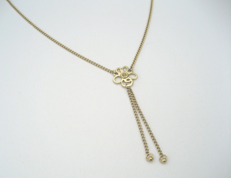 Solid 18ct Yellow Gold Primrose Flower Pendant, 16" Curb Chain