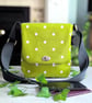 Polka Dot Print, Water-resistant Lime Green Oilcloth, Small Cross Body Bag - Image 2