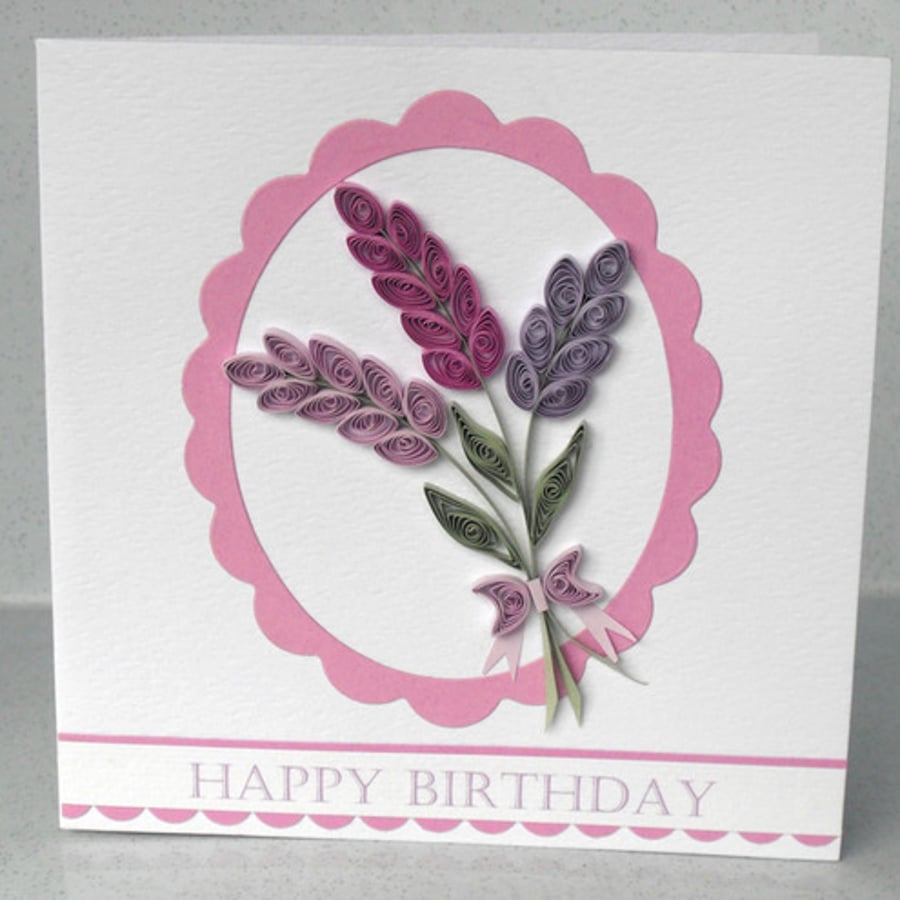 Quilled lavender happy birthday card