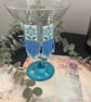 Pretty Folk Art inspired blue floral beaded fringe earrings  - Image 2